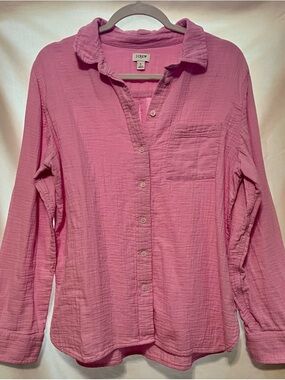 J. Crew Pink Gauze Button-Front Shirt